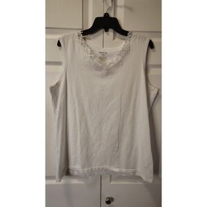 White Stag Women's Lace-Trim‎ Sleeveless Tank Top White XXL